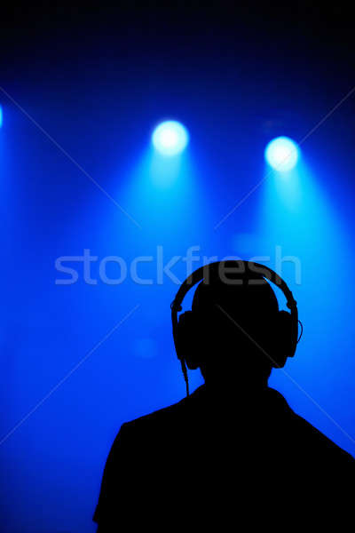 側影 藍色 男子 光 吸煙 商業照片 © aetb
