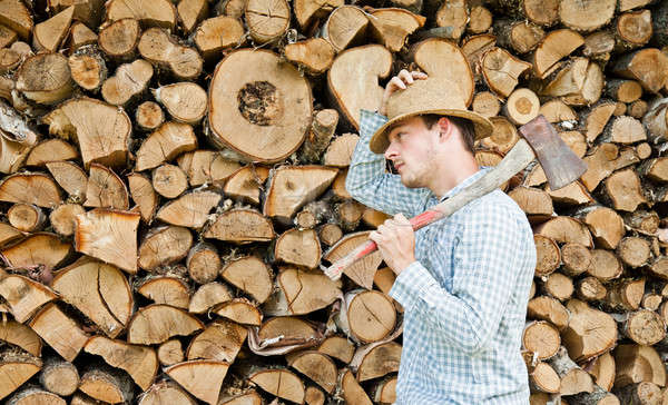 Sombrero de paja madera forestales trabajo casa industria Foto stock © aetb