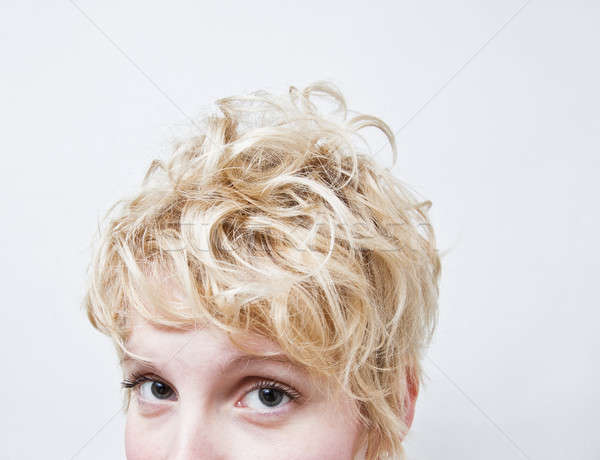 Stock photo: Close-up Blond Girl Head - Curly Hair
