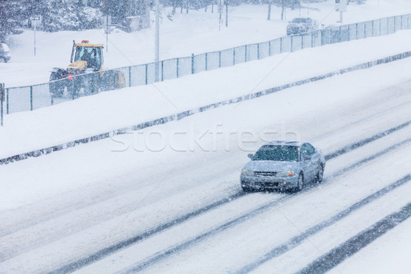 暴風雪 道路 壞 能見度 標誌 商業照片 © aetb