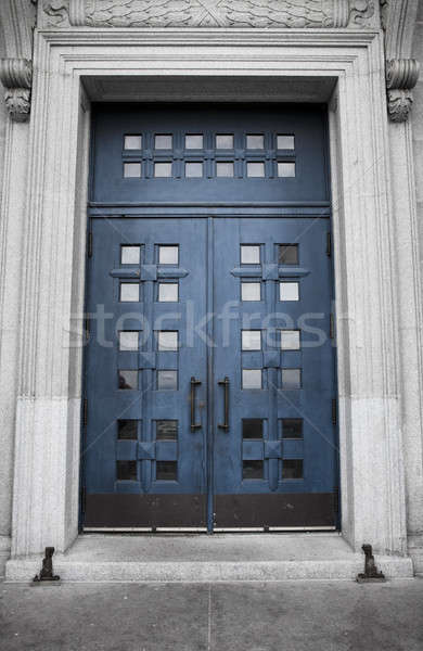 Foto stock: Azul · puerta · pared · marco · iglesia · arquitectura