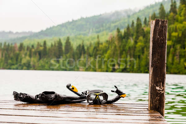 Snorkeling maszk tuba dokk alámerülés sportok Stock fotó © aetb