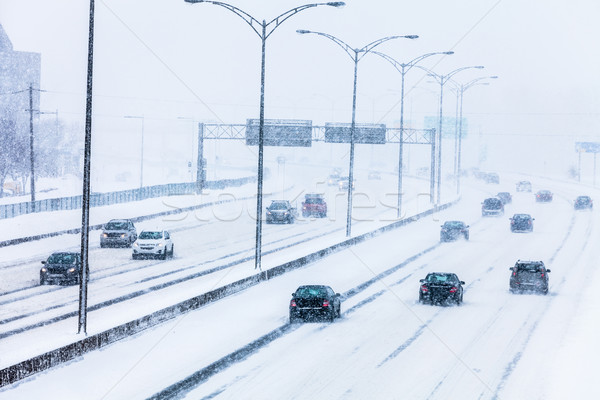 Stock photo: Blizzard on the Road