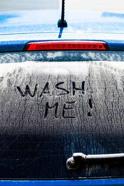 Wash Me Words on a Dirty Car Window Stock photo © aetb