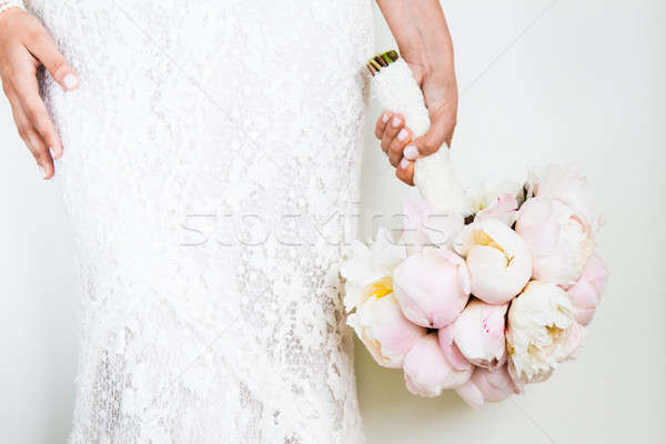Woman Holding a nice Wedding Bouquet Stock photo © aetb