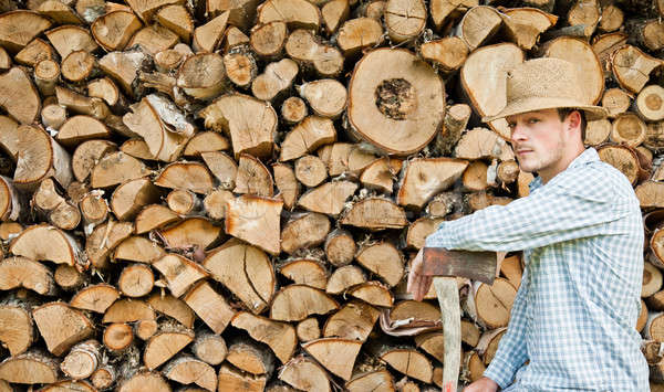 Sombrero de paja madera forestales trabajo casa industria Foto stock © aetb