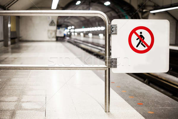 Safety Interdiction Sign (Do not Cross) on a Subway Platform Stock photo © aetb