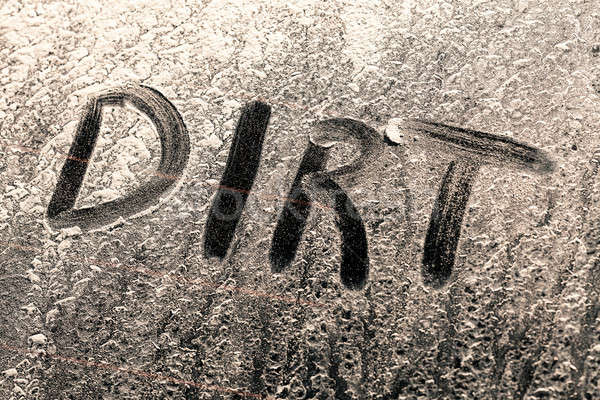 Schmutz Wort schmutzigen Fenster Auto Hintergrund Stock foto © aetb
