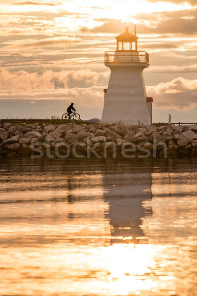 Backlit Lighthouse in Gaspe Peninsula Stock photo © aetb