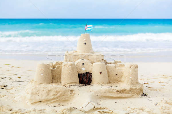 Cuban Sandcastle with the country Flag in Cuba Stock photo © aetb