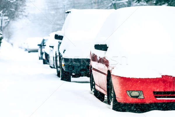 Coches invierno día calle carretera nieve Foto stock © aetb