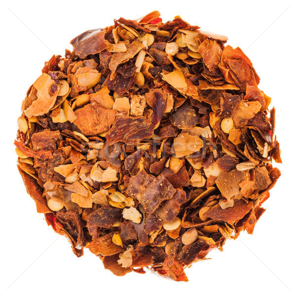 Circle of Chilli Peppers Flakes Isolated on White Background Stock photo © aetb