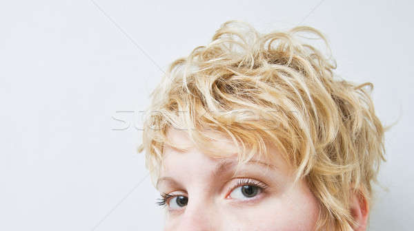 Stock photo: Close-up Blond Girl Head - Curly Hair
