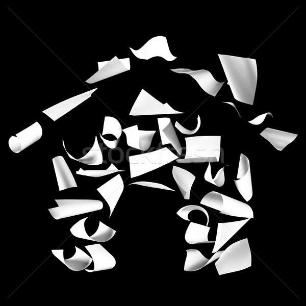 Stock photo: Home shape made of sheets of paper