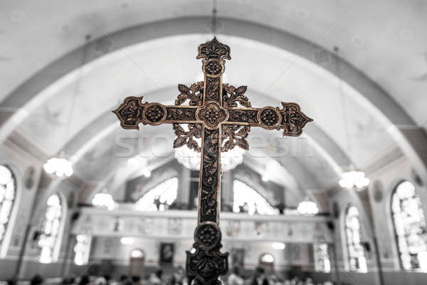 Detail of a Cross inside a Church Stock photo © aetb