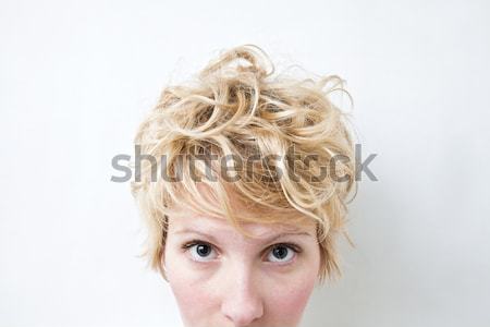 Stock photo: Blond Girl Looking Up / Left (mixed hairs)
