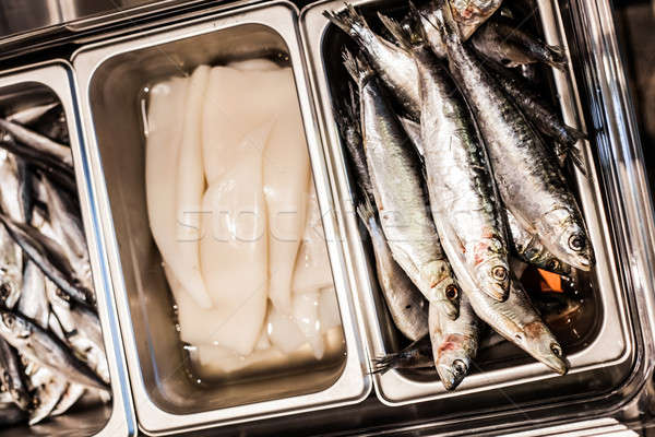 Raw Sardine and Calamare details Stock photo © aetb