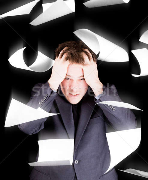 Empresário problemas isolado preto triste terno Foto stock © aetb