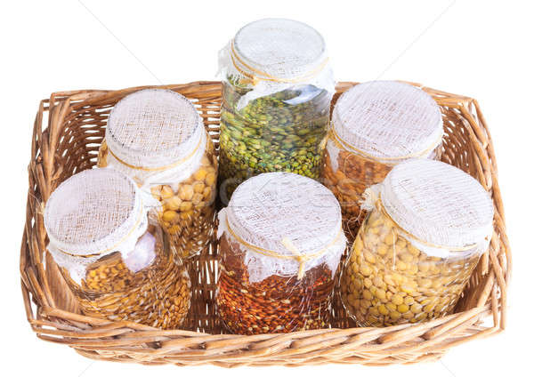 Basket of Soaked Sprouting Seeds Stock photo © aetb