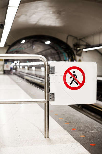 Safety Interdiction Sign (Do not Cross) on a Subway Platform Stock photo © aetb