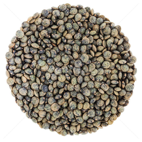French Green Lentils Circle Isolated on White Background Stock photo © aetb