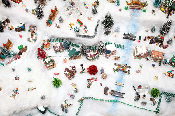 Miniature Christmas Village under Xmas Tree Stock photo © aetb