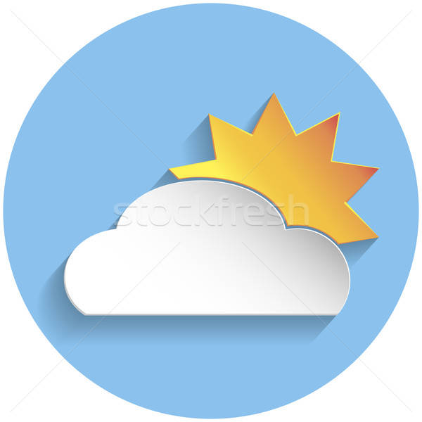 Güneş bulut simgesi kâğıt stil mavi eğitim Stok fotoğraf © Agatalina
