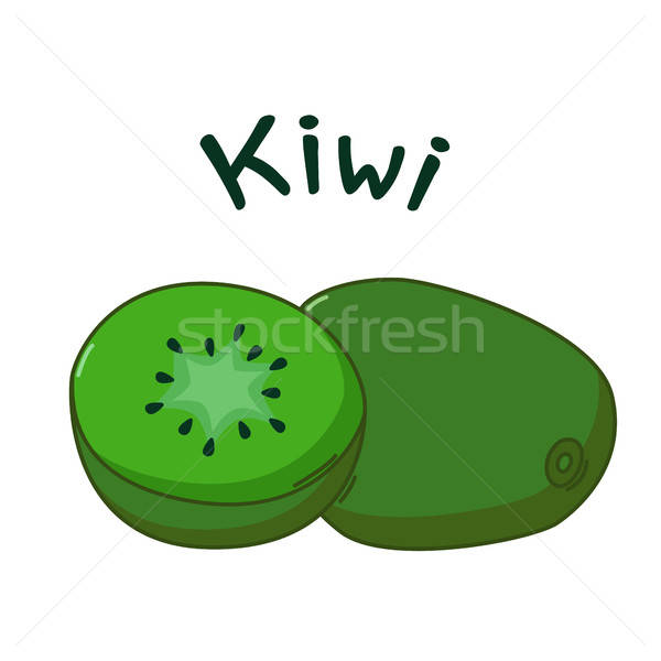 Izolat kiwi icoană nume alimente Imagine de stoc © Agatalina