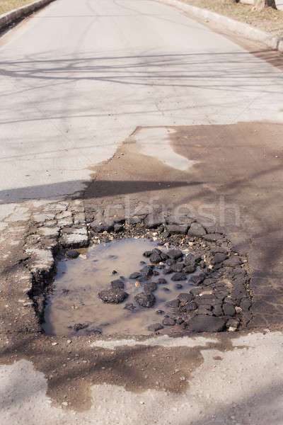 Pot delik kırık asfalt yol Stok fotoğraf © Agatalina