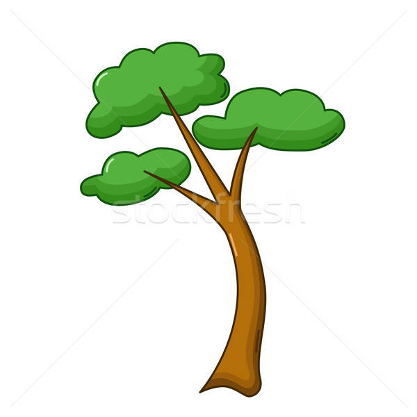 Foto stock: árvore · ícone · desenho · animado · estilo · isolado · branco