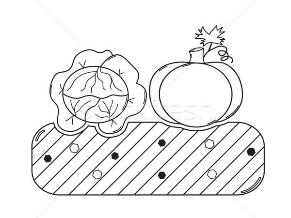 Thin line gardening bed with vegetables Stock photo © Agatalina