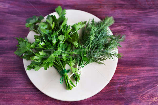 Two bunch of dill and parsley Stock photo © Agatalina