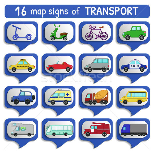 Urban transport's map sign set Stock photo © Agatalina