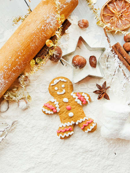 Stockfoto: Christmas · cookie · specerijen · achtergrond · metaal