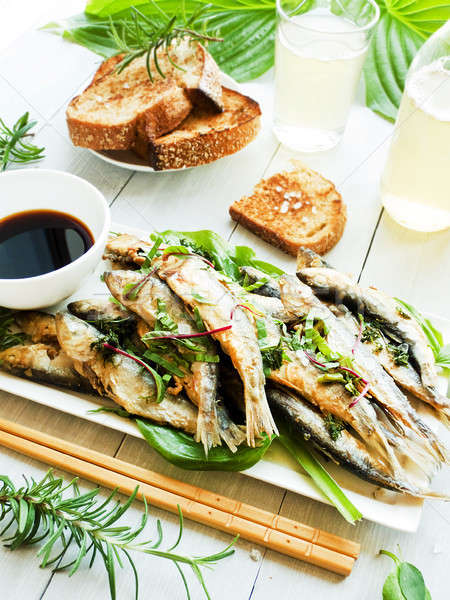 Fried crispy anchovy Stock photo © AGfoto