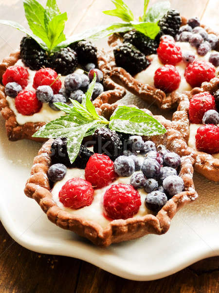 Tartlets with cheese and berries Stock photo © AGfoto