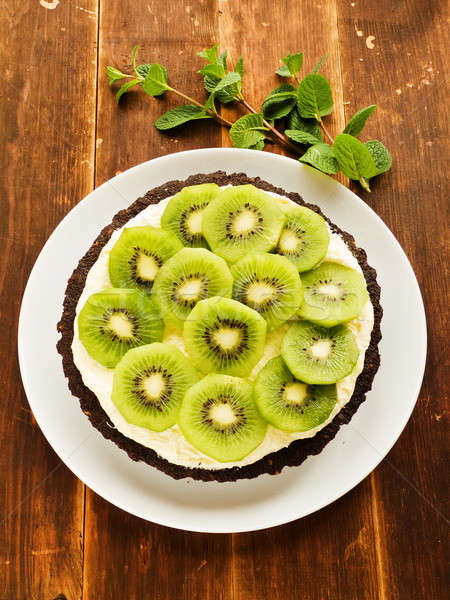 Torta csokoládé kiwi tejszínhab sekély mélységélesség Stock fotó © AGfoto