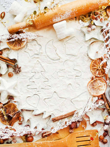 Christmas cookie specerijen achtergrond metaal Stockfoto © AGfoto