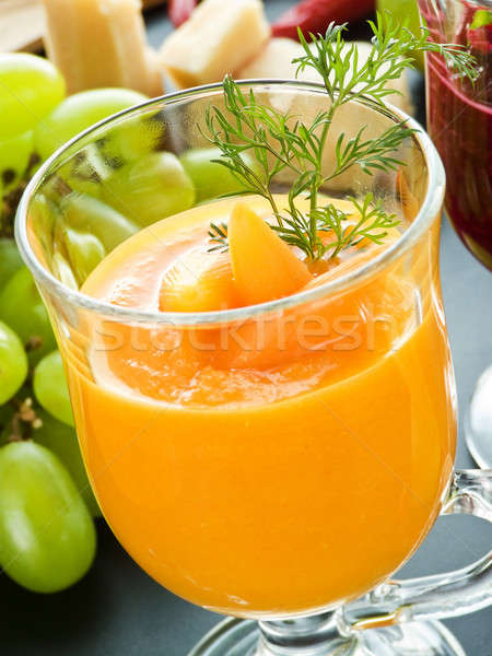 Sárgarépa smoothie üveg friss sekély mélységélesség Stock fotó © AGfoto