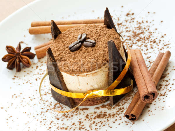 Dessert Platte Tiramisu seicht Stock foto © AGfoto