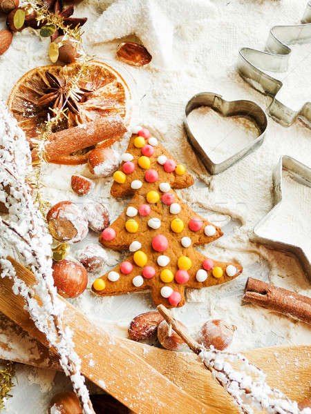 Christmas cookie specerijen achtergrond metaal Stockfoto © AGfoto