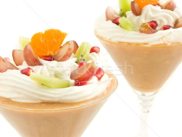 Karamell Dessert Gläser süß Früchte seicht Stock foto © AGfoto