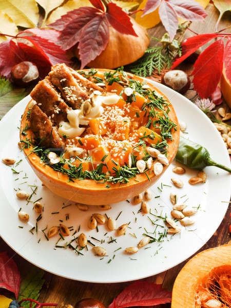 Pumpkin and cutlets Stock photo © AGfoto