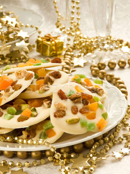 Chocolate postre casero blanco cookies decorado Foto stock © AGfoto