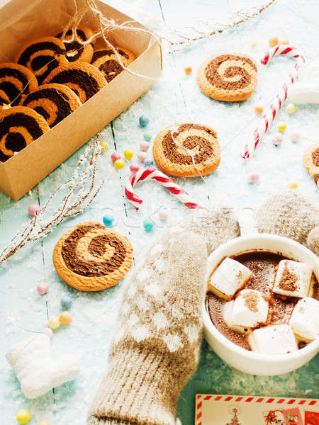 Hiver cookies chaud boire humeur peu profond [[stock_photo]] © AGfoto