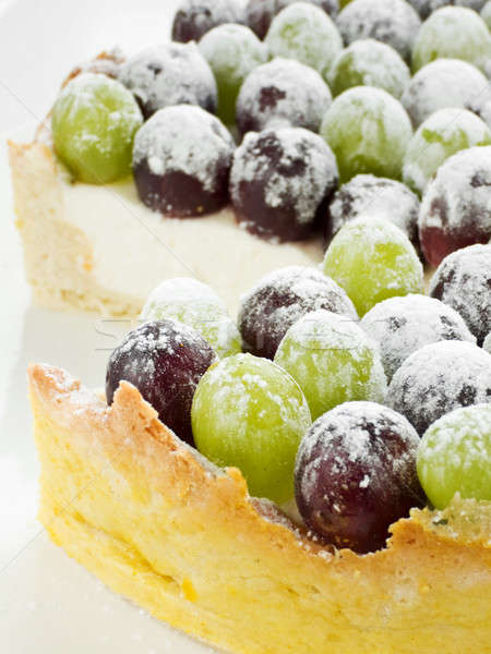 Stock foto: Trauben · Torte · Käsekuchen · Trauben · Puderzucker · seicht