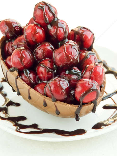 Sweet cherries in chocolate Stock photo © AGfoto