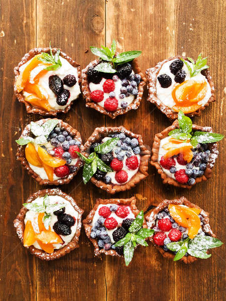 Stock photo: Tartlets with cheese and berries