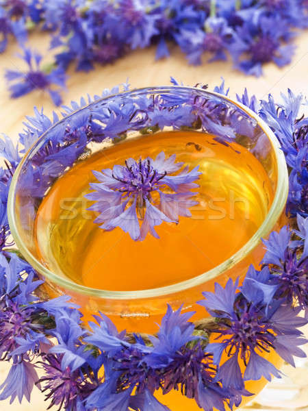 Búzavirág tea üveg díszített koszorú virágok Stock fotó © AGfoto