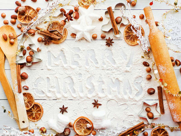 Karácsony sütés süti fűszer háttér fém Stock fotó © AGfoto